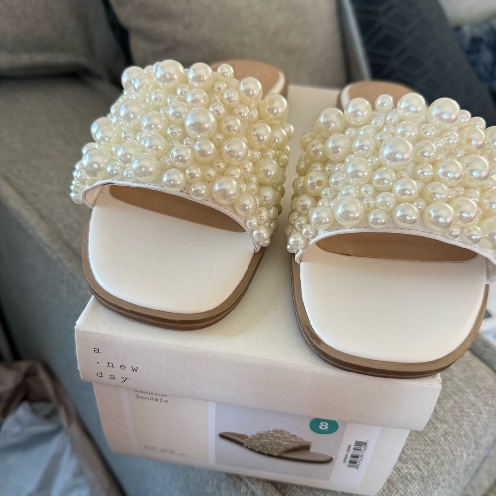A New Day Jasmine Pearl Slide Sandals size 8 - Picture 4 of 6